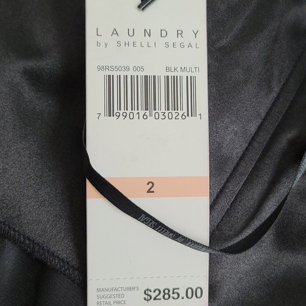 LAUNDRY by Shelli Segal Abstract Print Strapless Silk Mini Dress Sz 2 Black Gray - Picture 3 of 10